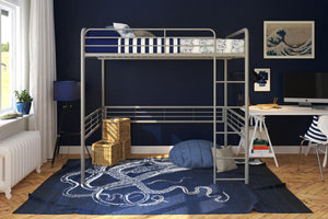 DHP Tommy Kids' Loft Bed - Silver - Full