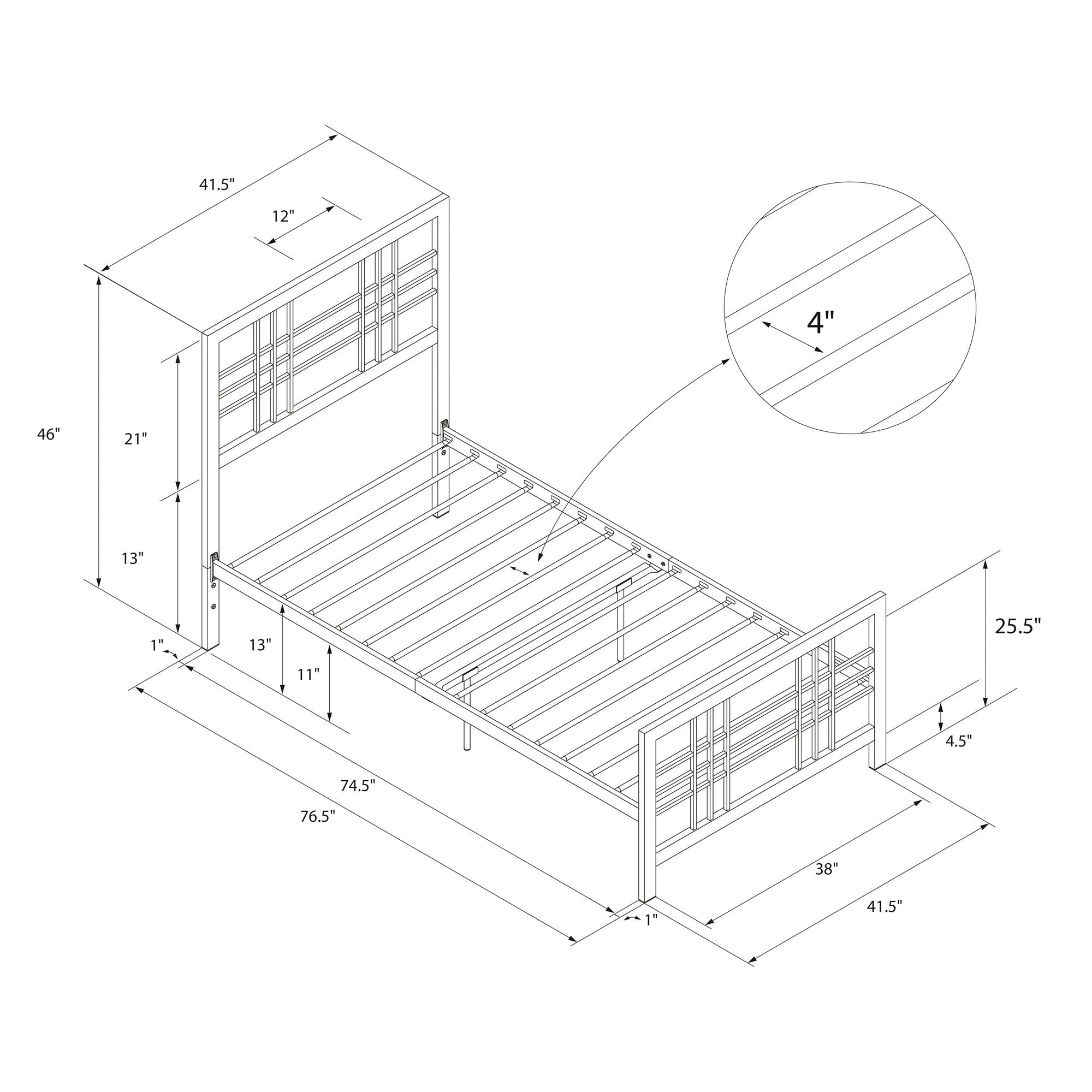 DHP Burbank Metal Bed - Black - Twin