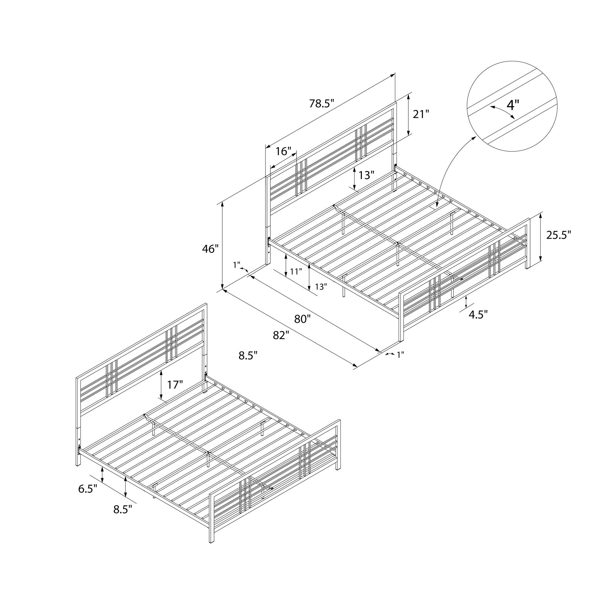 DHP Burbank Metal Bed - Black - King