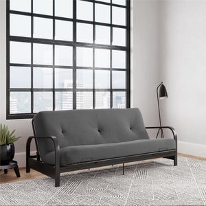DHP Cleo Futon Set with Metal Frame and 6" Polyester Mattress - Gray - Full