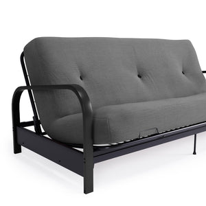 DHP Cleo Futon Set with Metal Frame and 6" Polyester Mattress - Gray - Full