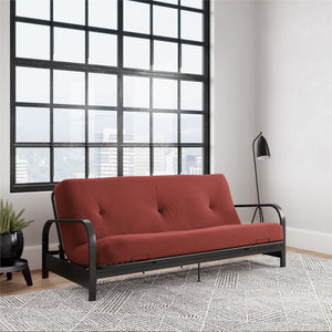 DHP Cleo Futon Set with Metal Frame and 6" Polyester Mattress - Red - Full