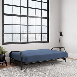 DHP Cleo Futon Set with Metal Frame and 6" Polyester Mattress - Blue - Full