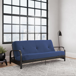 DHP Cleo Futon Set with Metal Frame and 6" Polyester Mattress - Blue - Full
