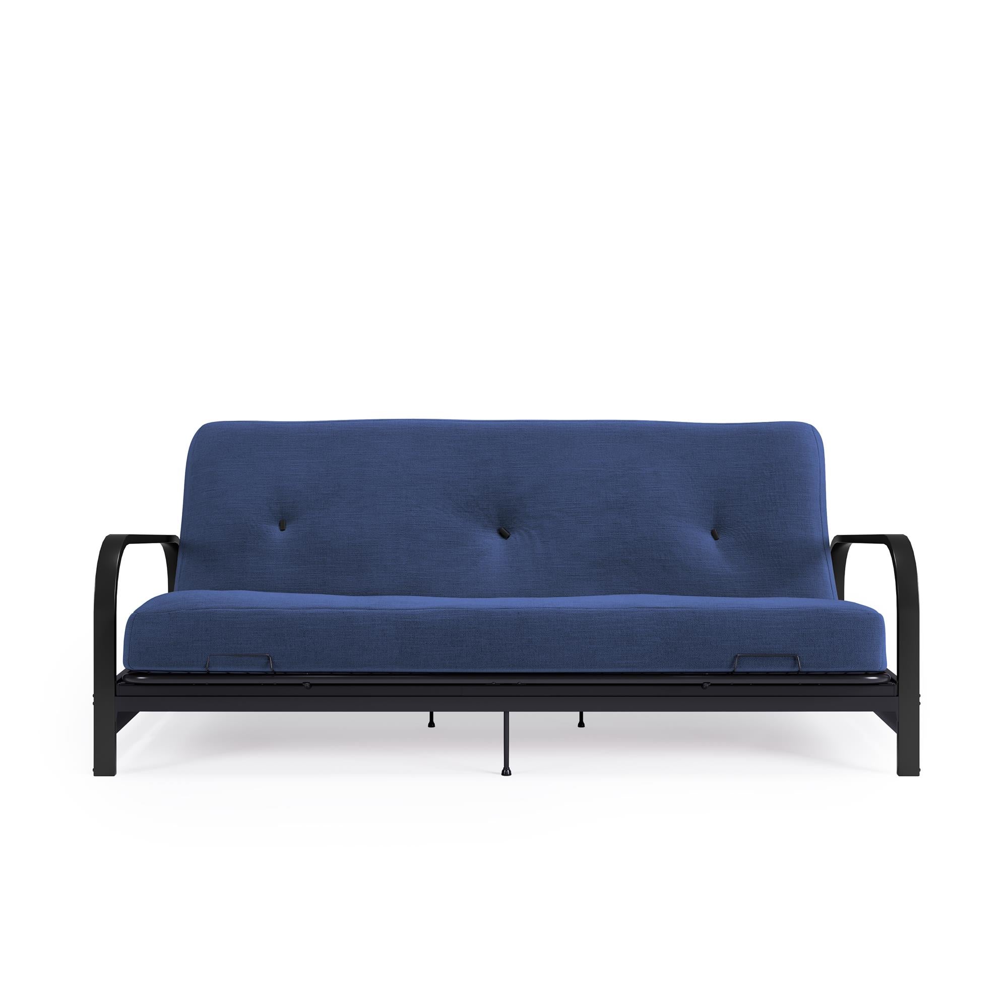 DHP Cleo Futon Set with Metal Frame and 6" Polyester Mattress - Blue - Full