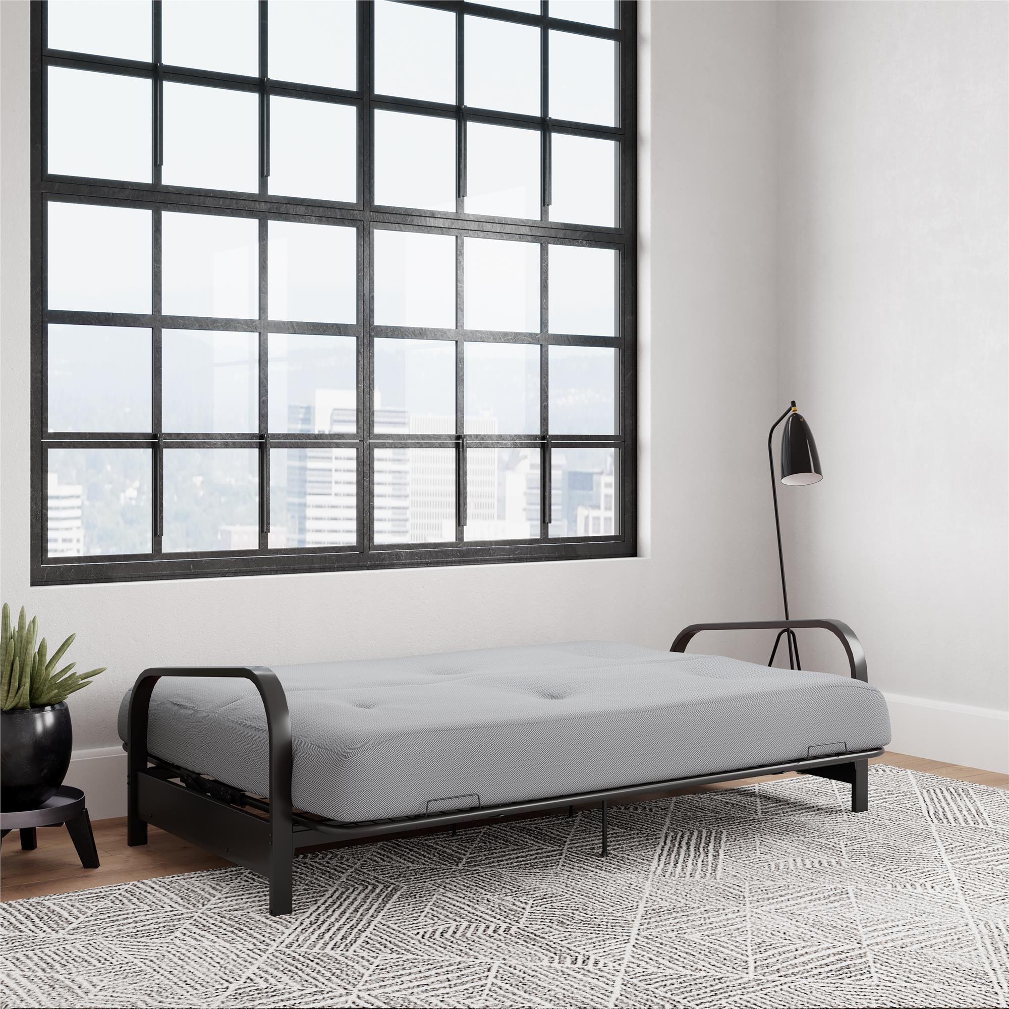 DHP Cleo Futon Set with Metal Frame and 6" Polyester Mattress - Herringbone - Full