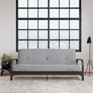 DHP Cleo Futon Set with Metal Frame and 6" Polyester Mattress - Herringbone - Full