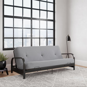 DHP Cleo Futon Set with Metal Frame and 6" Polyester Mattress - Herringbone - Full