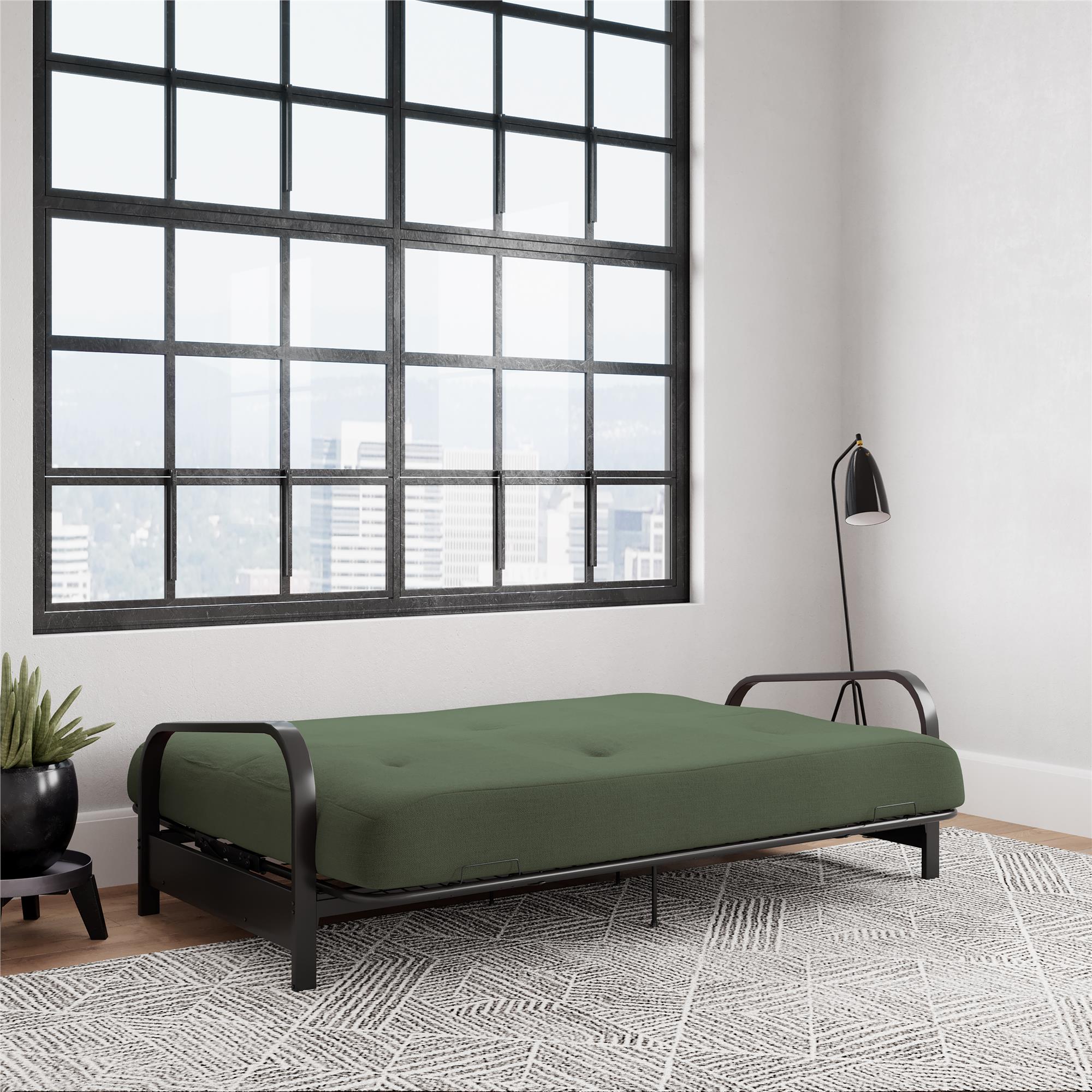DHP Cleo Futon Set with Metal Frame and 6" Polyester Mattress - Green - Full