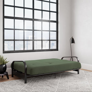 DHP Cleo Futon Set with Metal Frame and 6" Polyester Mattress - Green - Full