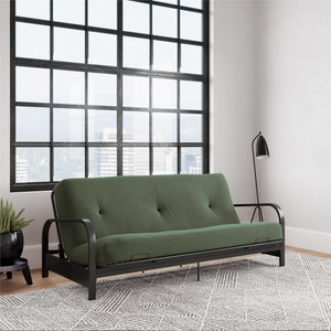 DHP Cleo Futon Set with Metal Frame and 6" Polyester Mattress - Green - Full