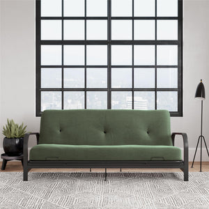 DHP Cleo Futon Set with Metal Frame and 6" Polyester Mattress - Green - Full