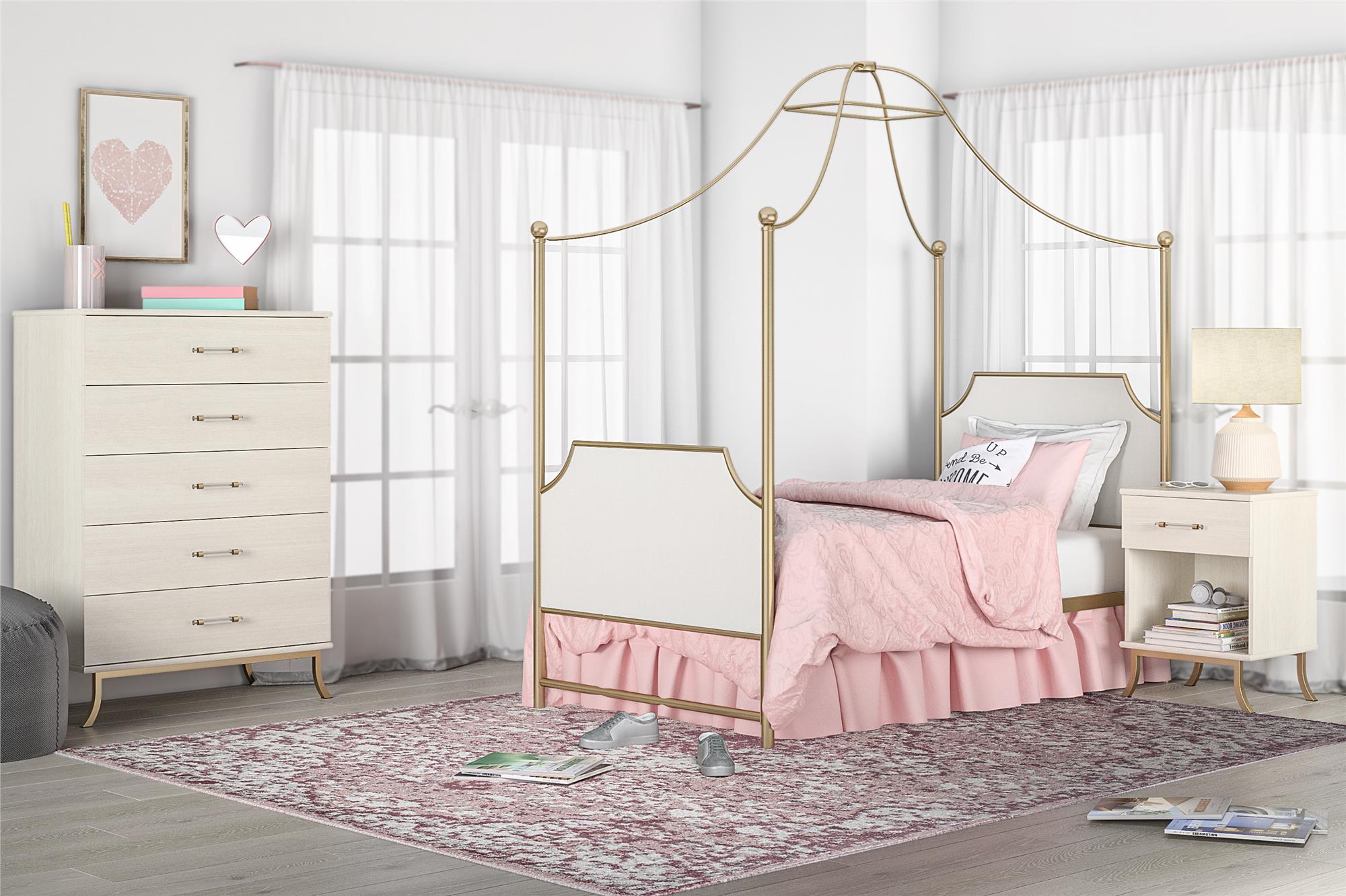 Max & Finn Clementine Canopy Bed - Gold - Twin