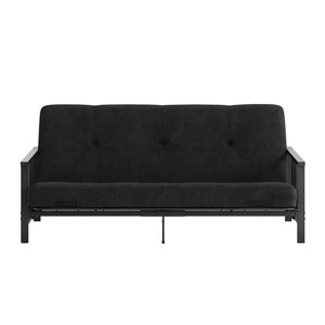 DHP Harlow Futon Set with Metal Futon Frame and 6" Polyester Mattress - Black