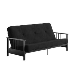 DHP Harlow Futon Set with Metal Futon Frame and 6" Polyester Mattress - Black