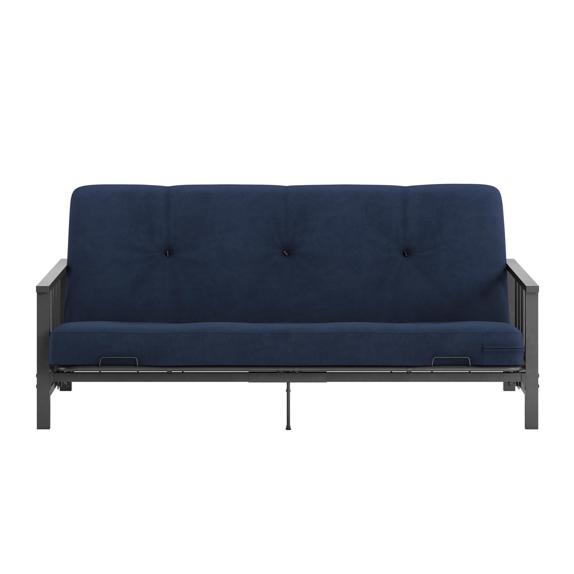 DHP Harlow Futon Set with Metal Futon Frame and 6" Polyester Mattress - Blue
