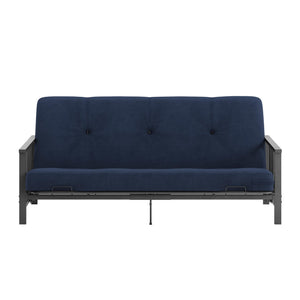 DHP Harlow Futon Set with Metal Futon Frame and 6" Polyester Mattress - Blue