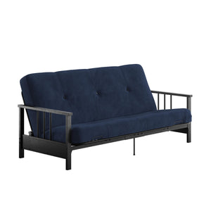 DHP Harlow Futon Set with Metal Futon Frame and 6" Polyester Mattress - Blue