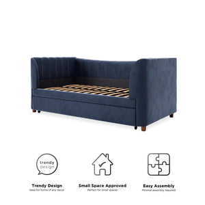 Max & Finn Valentina Upholstered Daybed and Trundle - Blue - Twin