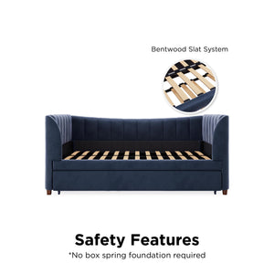 Max & Finn Valentina Upholstered Daybed and Trundle - Blue - Twin