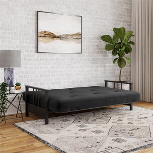 DHP Harlow Futon Set with Metal Futon Frame and 6" Polyester Mattress - Black