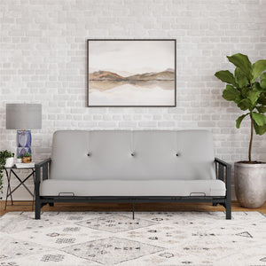 DHP Harlow Futon Set with Metal Futon Frame and 6" Polyester Mattress - Herringbone