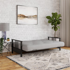 DHP Harlow Futon Set with Metal Futon Frame and 6" Polyester Mattress - Herringbone