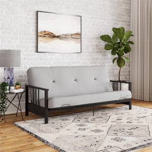 DHP Harlow Futon Set with Metal Futon Frame and 6" Polyester Mattress - Herringbone