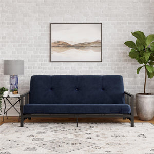 DHP Harlow Futon Set with Metal Futon Frame and 6" Polyester Mattress - Blue