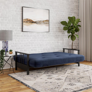 DHP Harlow Futon Set with Metal Futon Frame and 6" Polyester Mattress - Blue