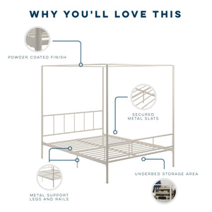 Novogratz Marion Canopy Bed - White - Queen
