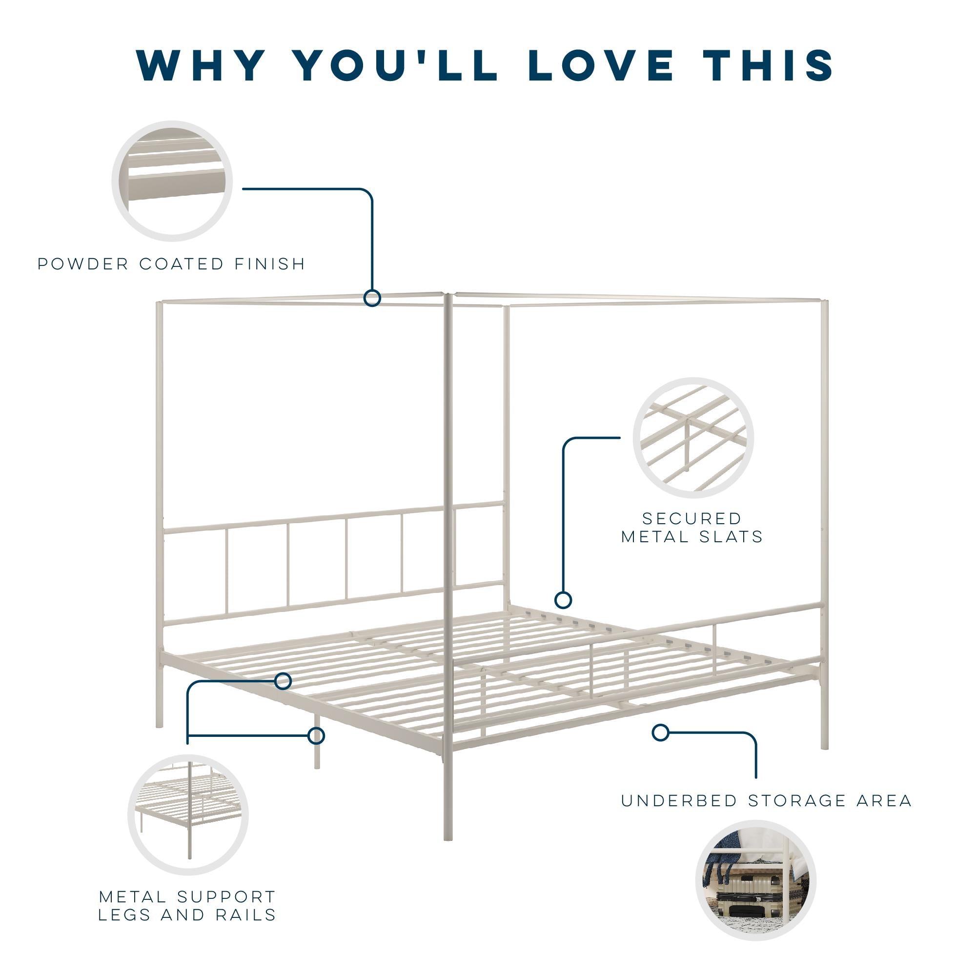 Novogratz Marion Canopy Bed - White - King