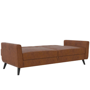 DHP Parker Futon Sofa Bed with Storage - Camel Faux Leather
