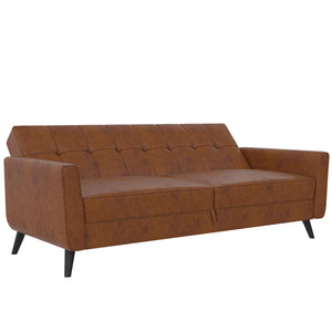 DHP Parker Futon Sofa Bed with Storage - Camel Faux Leather