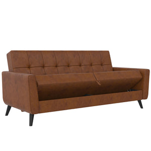 DHP Parker Futon Sofa Bed with Storage - Camel Faux Leather