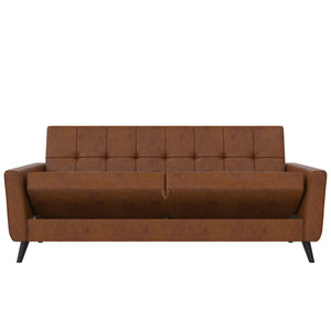 DHP Parker Futon Sofa Bed with Storage - Camel Faux Leather