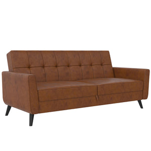 DHP Parker Futon Sofa Bed with Storage - Camel Faux Leather