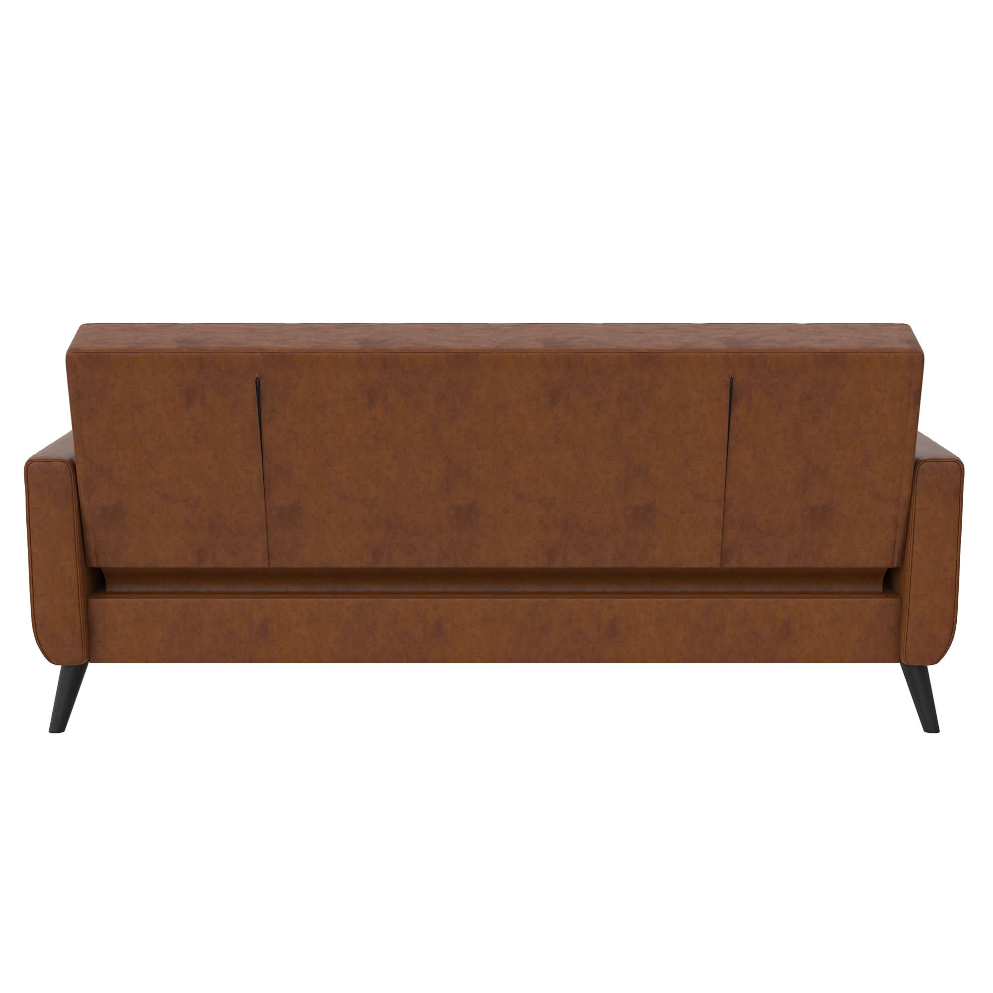 DHP Parker Futon Sofa Bed with Storage - Camel Faux Leather