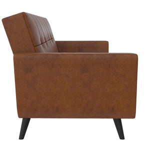 DHP Parker Futon Sofa Bed with Storage - Camel Faux Leather