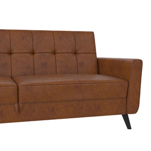 DHP Parker Futon Sofa Bed with Storage - Camel Faux Leather