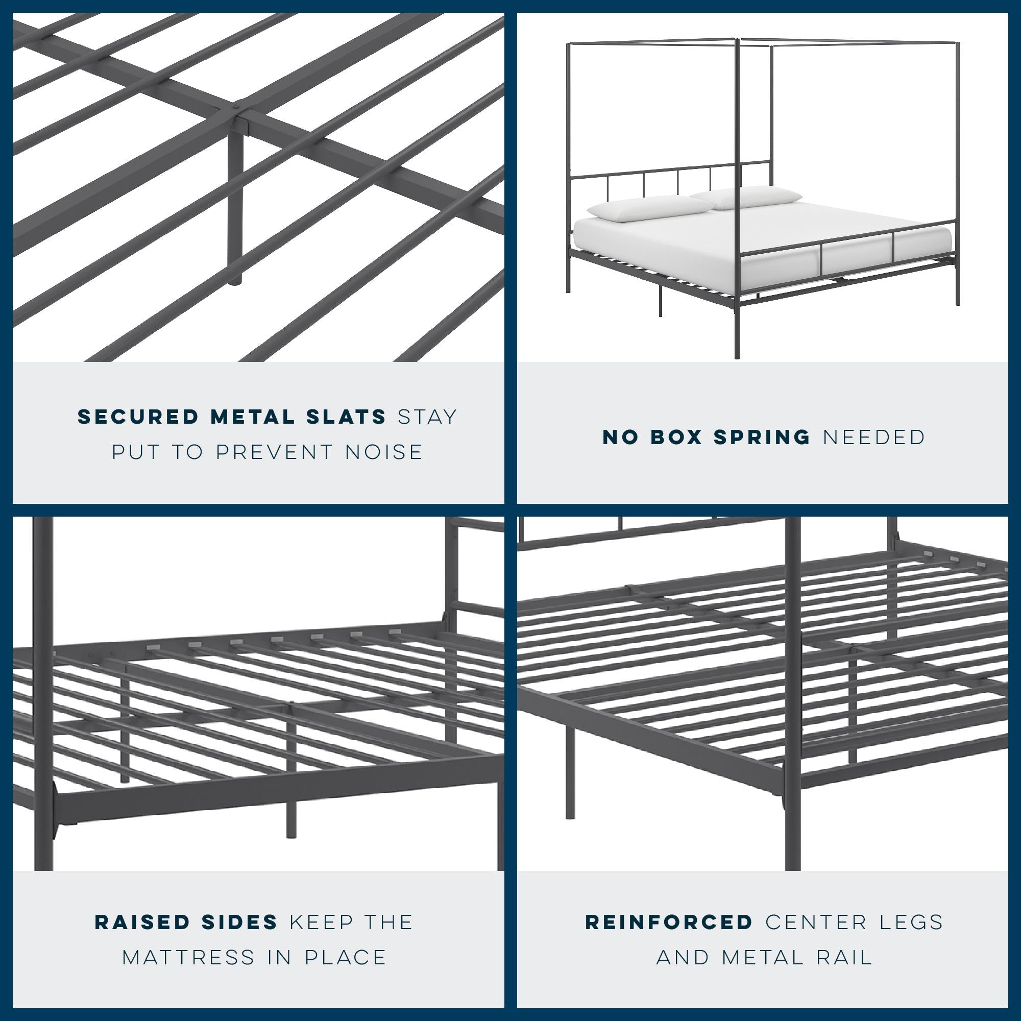 Novogratz Marion Canopy Bed - Dark Gray - King