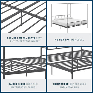 Novogratz Marion Canopy Bed - Dark Gray - King
