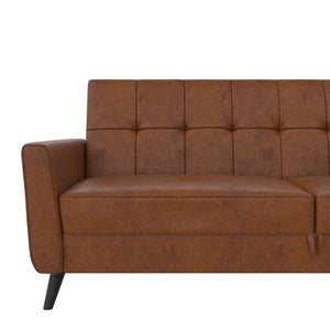 DHP Parker Futon Sofa Bed with Storage - Camel Faux Leather