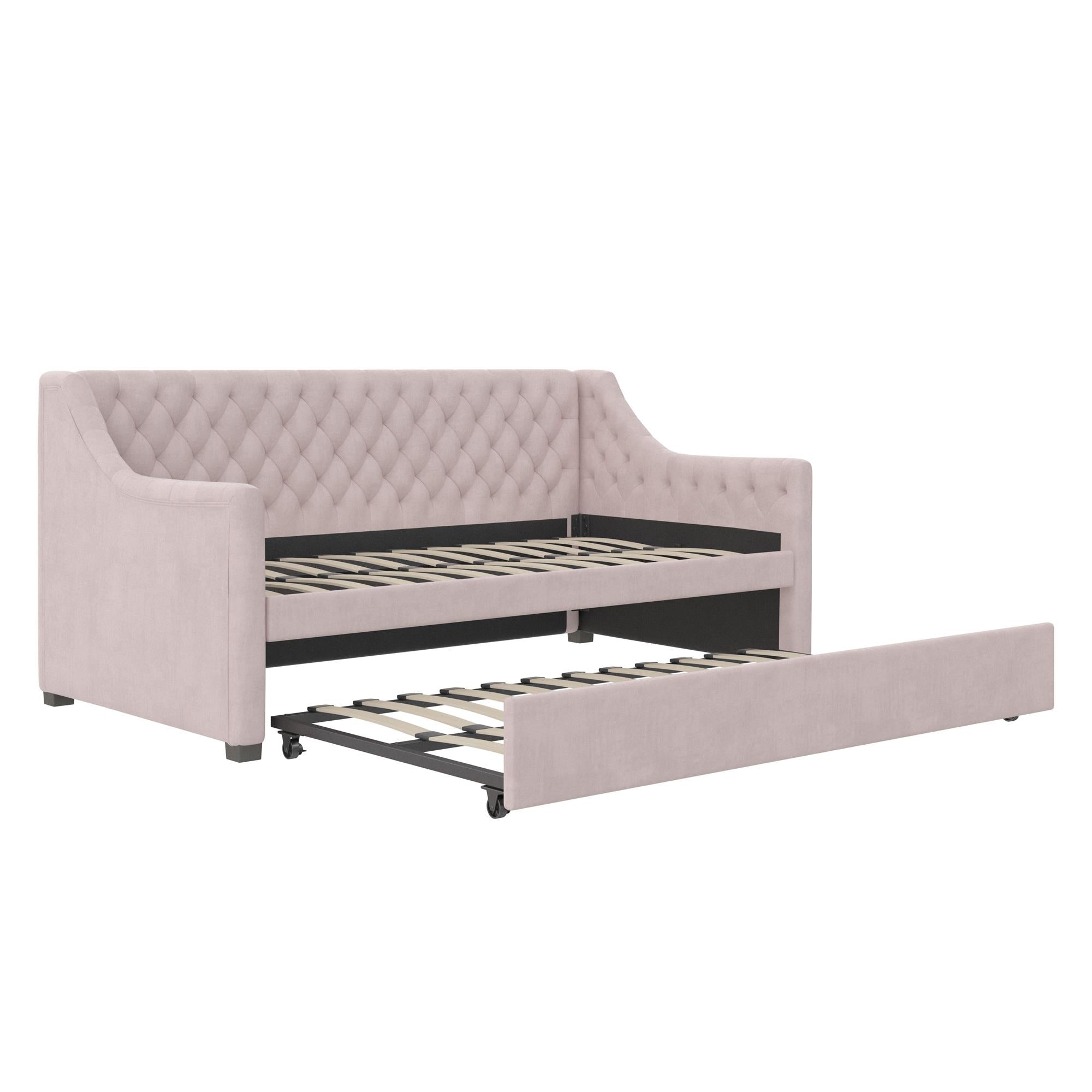 Max & Finn Ambrosia Upholstered Daybed and Trundle - Pale Pink - Twin