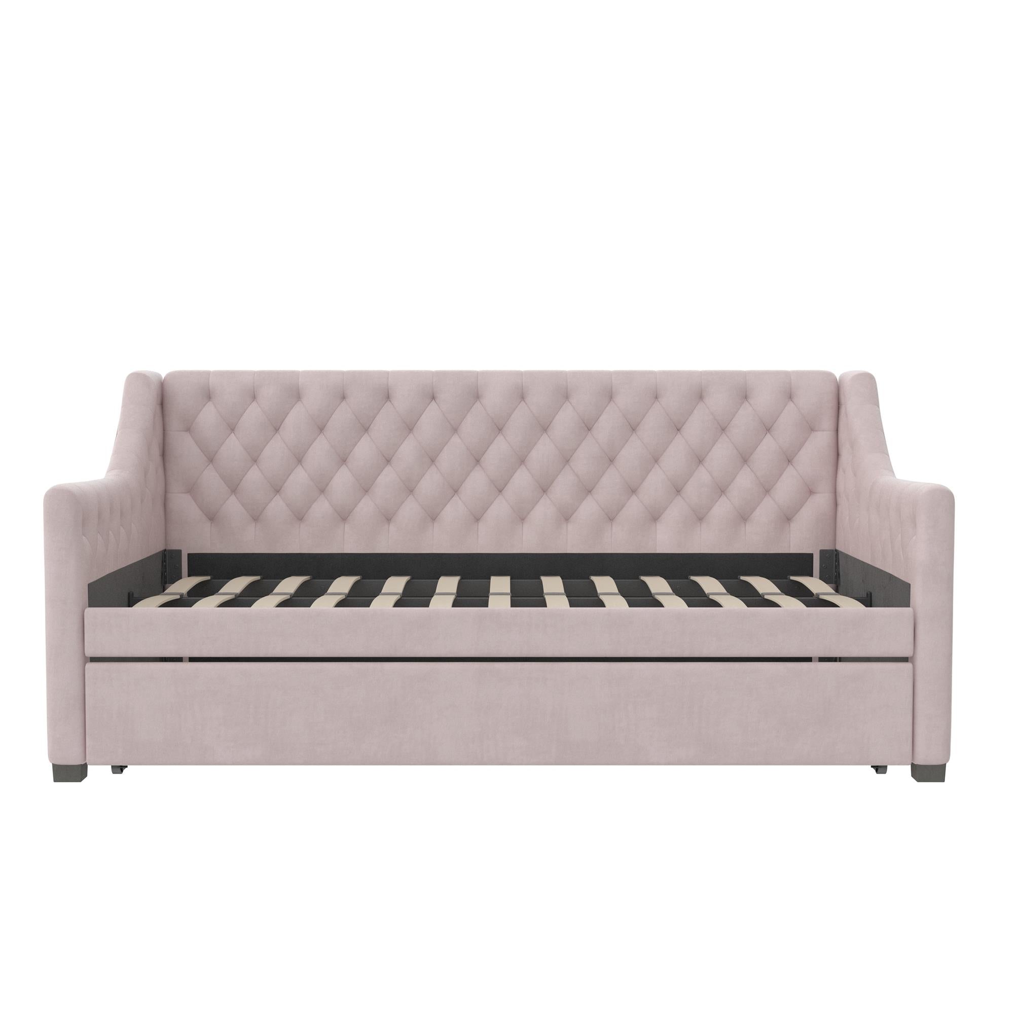 Max & Finn Ambrosia Upholstered Daybed and Trundle - Pale Pink - Twin