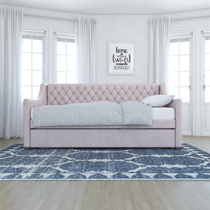 Max & Finn Ambrosia Upholstered Daybed and Trundle - Pale Pink - Twin