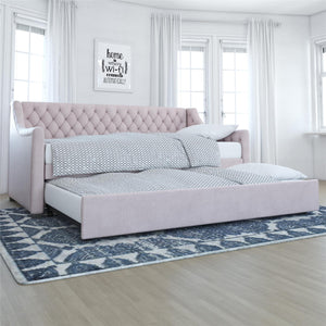 Max & Finn Ambrosia Upholstered Daybed and Trundle - Pale Pink - Twin