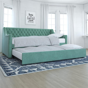 Max & Finn Ambrosia Upholstered Daybed and Trundle - Teal - Twin