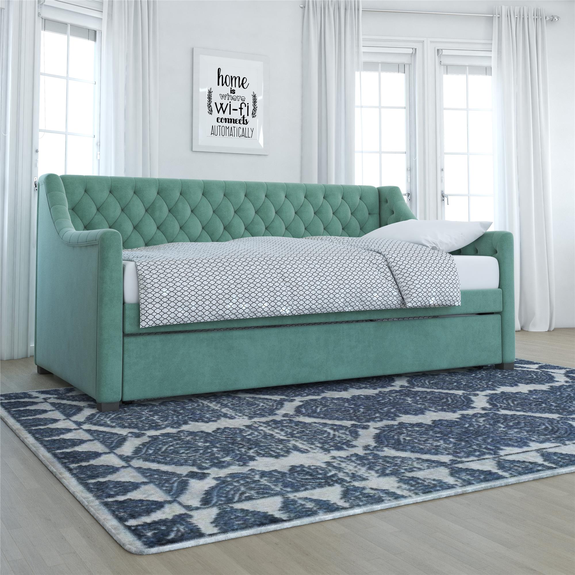 Max & Finn Ambrosia Upholstered Daybed and Trundle - Teal - Twin