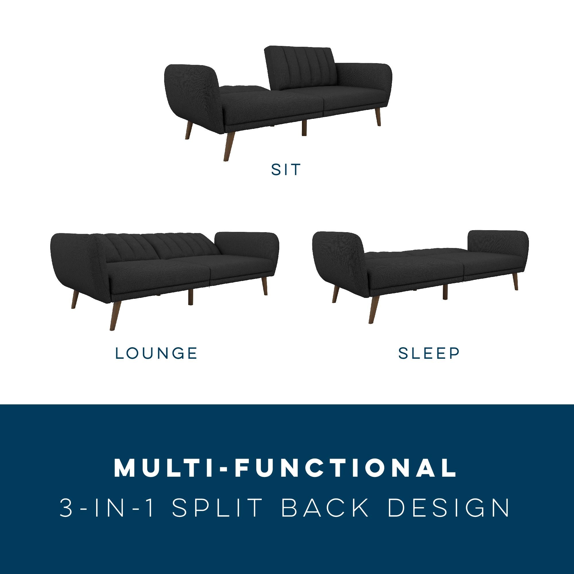 Novogratz Brittany Futon Sofa Bed - Dark Gray